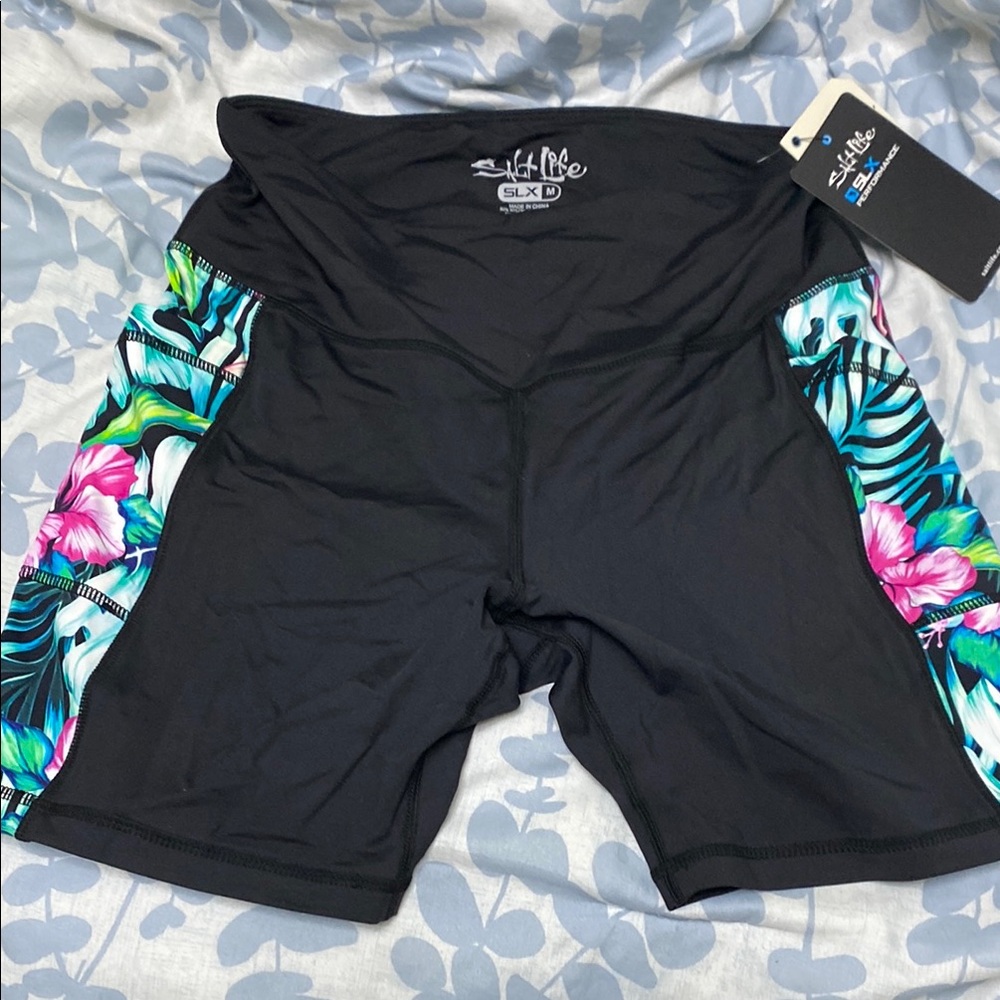 Salt Life Black Tropical Print Swim Shorts